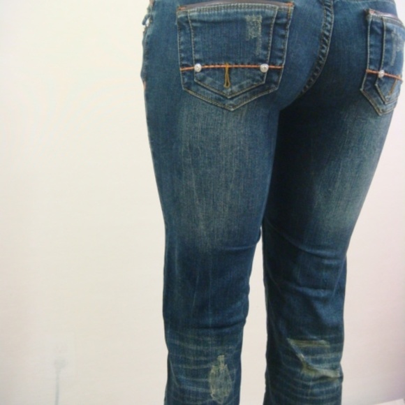 VO Virgin Only Jeans Women Dark Wash Rhinestone - Picture 3 of 15